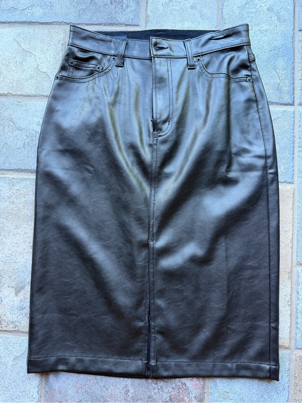 GAP Black Faux Leather Pencil Skirt